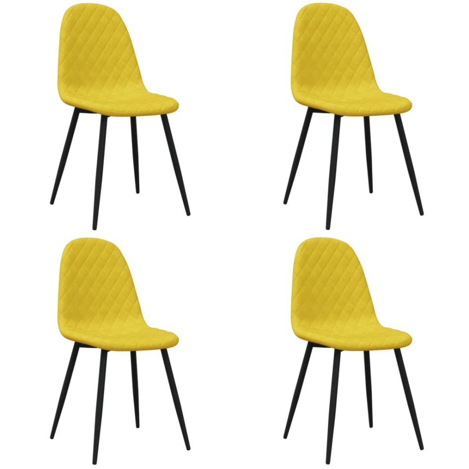 Sillas de comedor 4 uds terciopelo amarillo