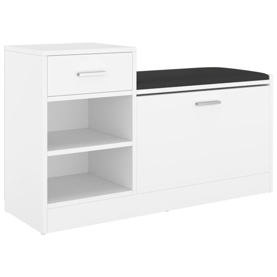 Banco zapatero de madera contrachapada blanco 94,5x31x57