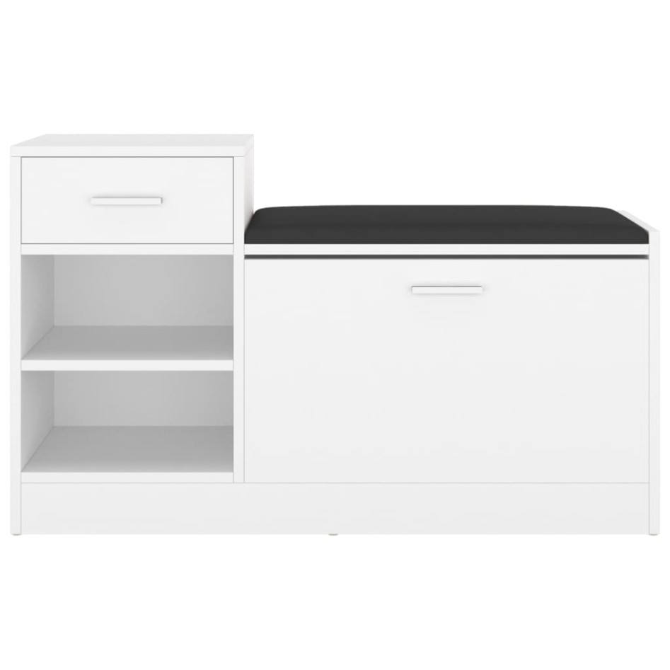 Banco zapatero de madera contrachapada blanco 94,5x31x57