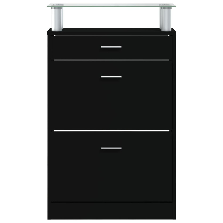 Mueble zapatero madera contrachapada negro 63x24x104