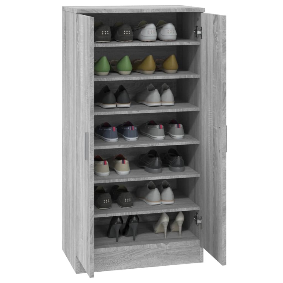 Mueble zapatero madera contrachapada gris Sonoma 55x35x108