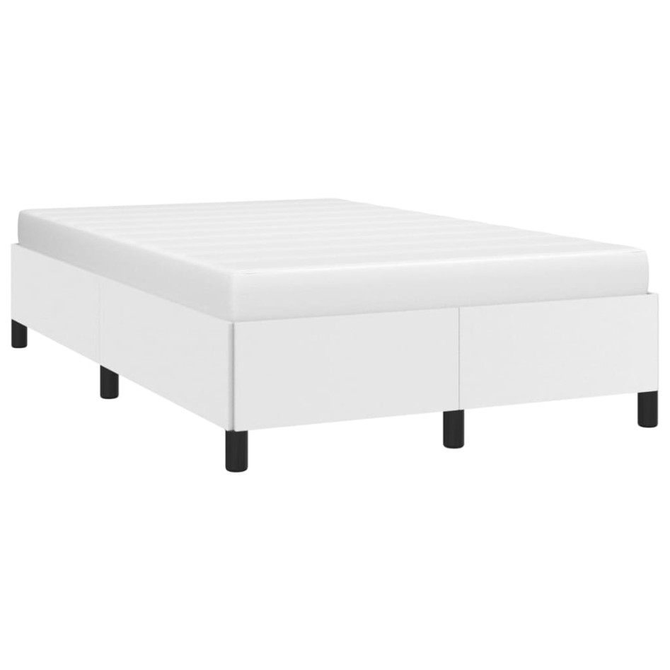 Estructura de cama sin colchón cuero sintético blanco
