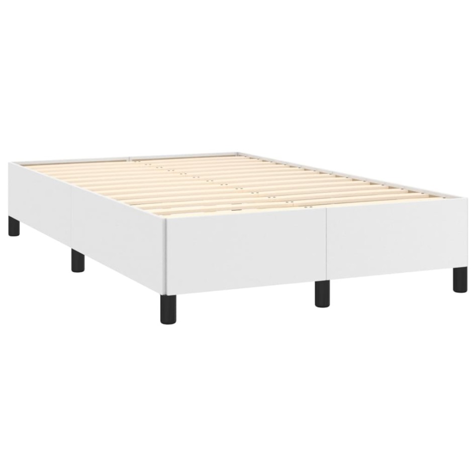Estructura de cama sin colchón cuero sintético blanco