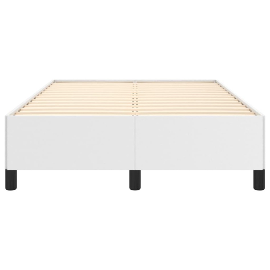 Estructura de cama sin colchón cuero sintético blanco