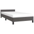 Estructura de cama con cabecero sin colchón gris 90x200