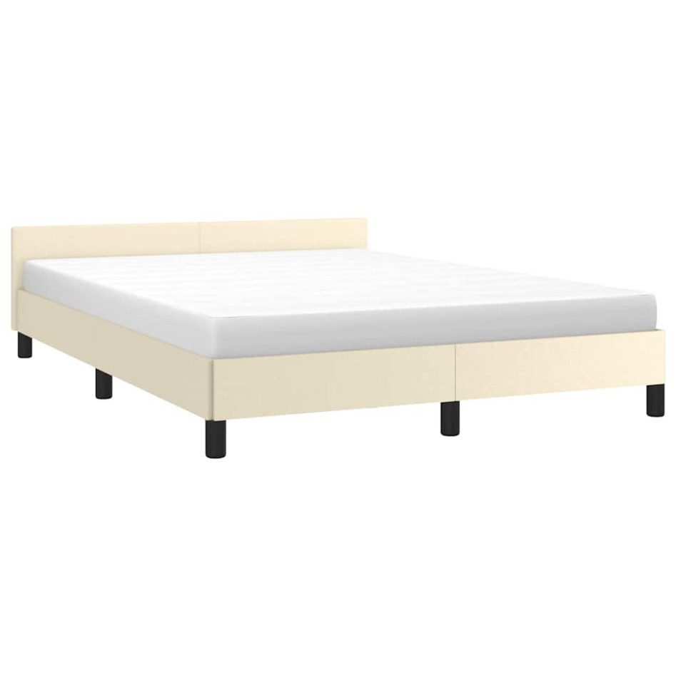 Estructura de cama con cabecero sin colchón crema 140x190