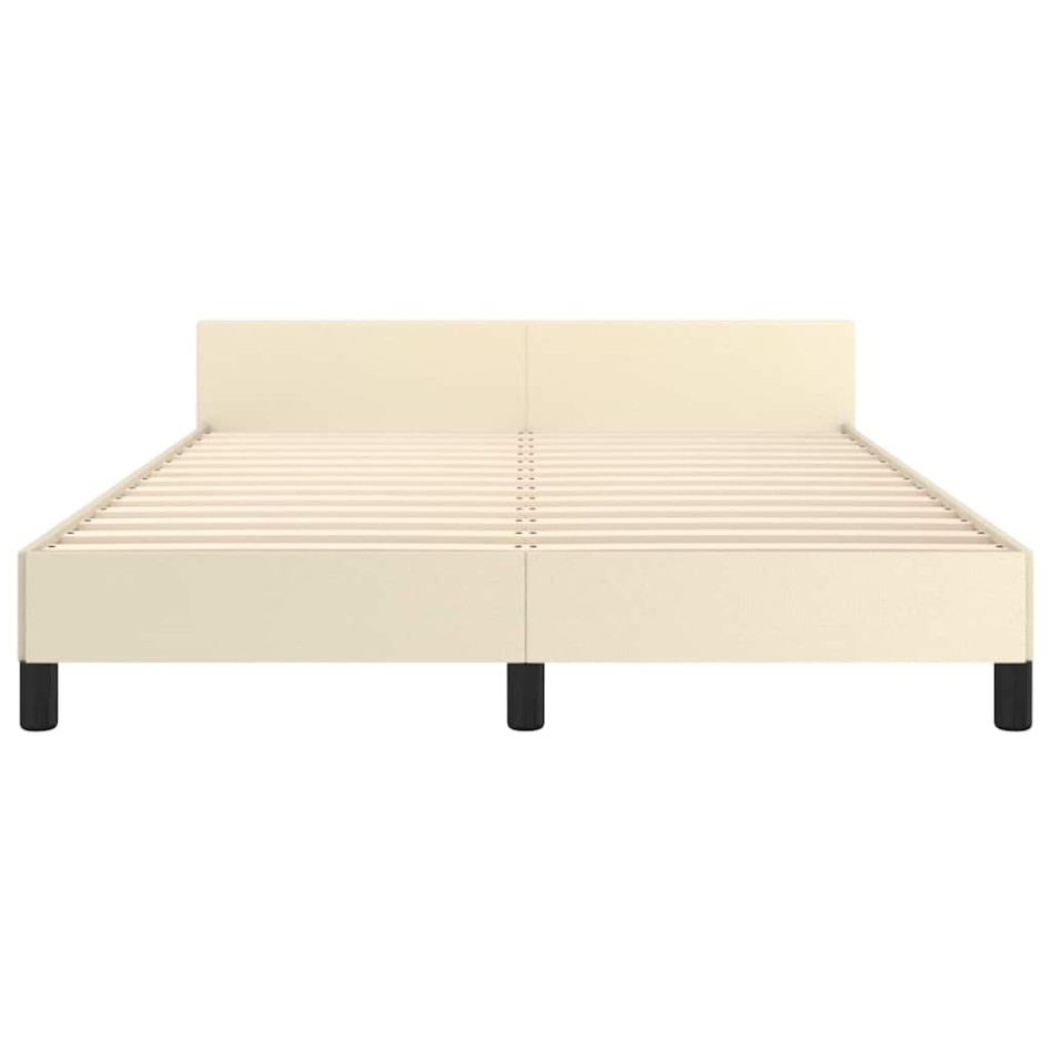 Estructura de cama con cabecero sin colchón crema 140x190