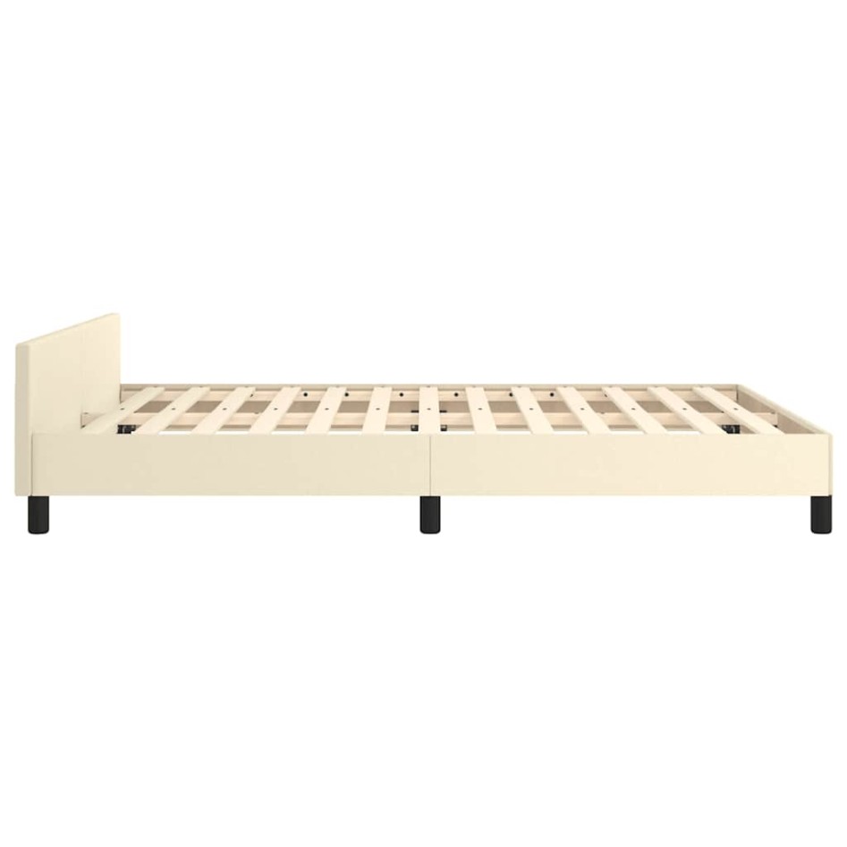 Estructura de cama con cabecero sin colchón crema 140x190