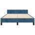 Estructura de cama sin colchón terciopelo azul oscuro