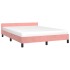 Cama con cabecero sin colchón terciopelo rosa 140x200