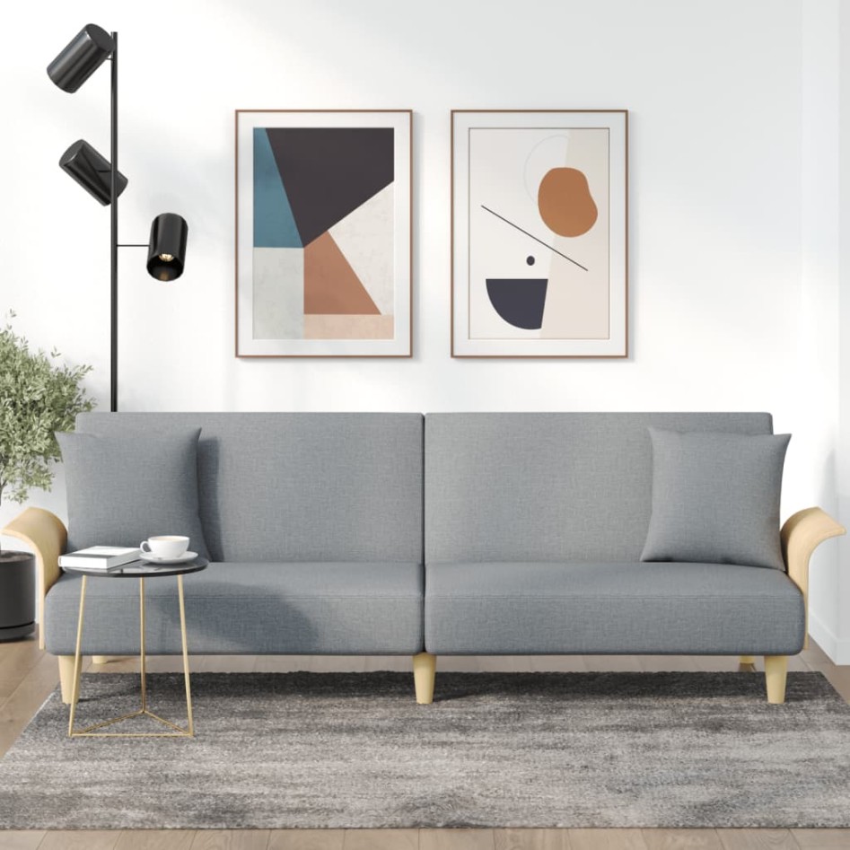 Sofá cama con reposabrazos tela gris