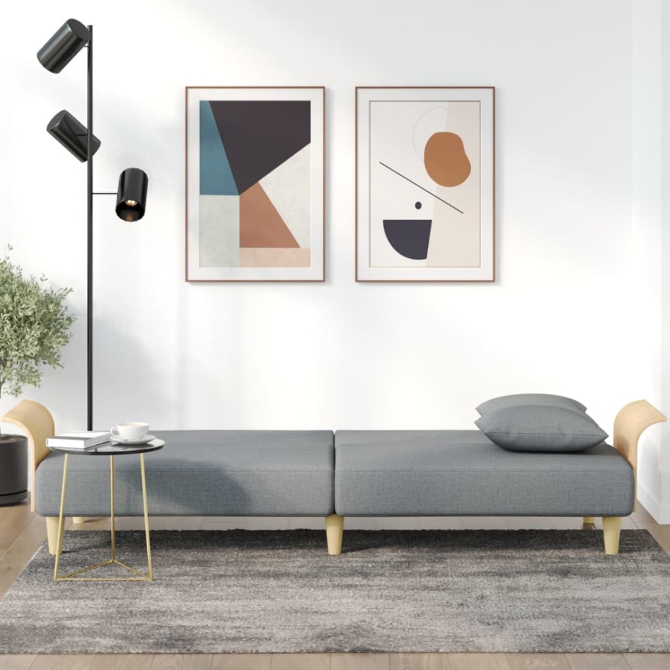 Sofá cama con reposabrazos tela gris