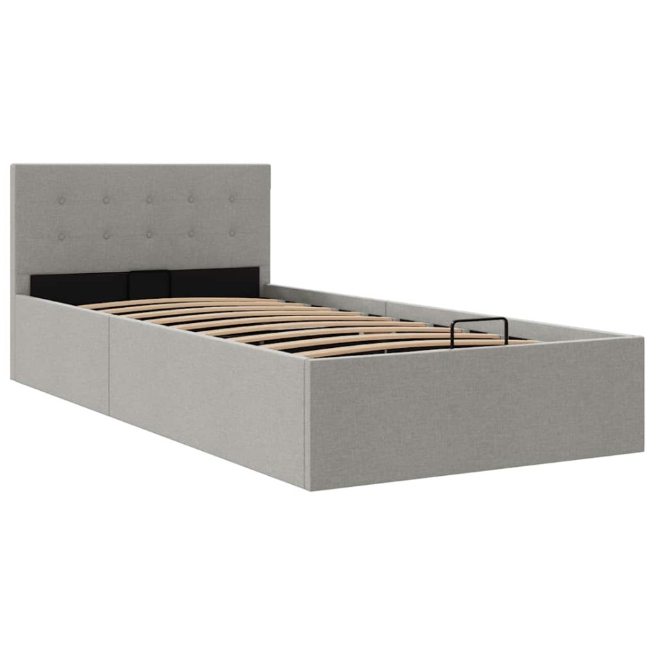 Cama hidráulica almacenaje sin colchón gris claro 90x200