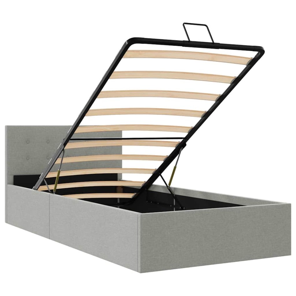 Cama hidráulica almacenaje sin colchón gris claro 90x200