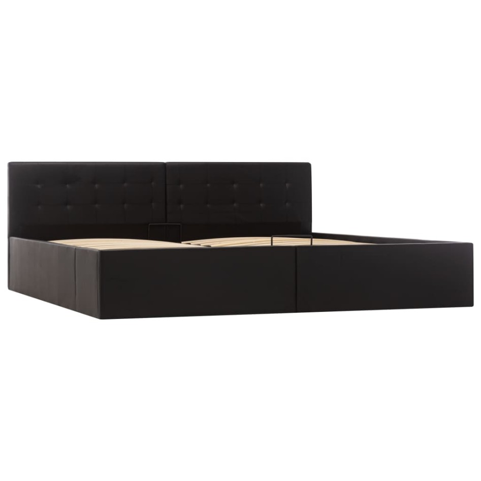 Cama canapé hidráulica cuero sintético negro 180x200