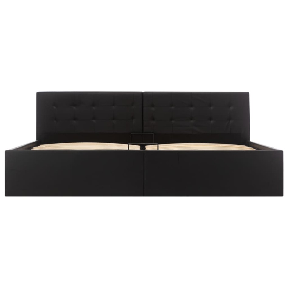 Cama canapé hidráulica cuero sintético negro 180x200