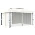 Cenador con cortina blanco crema aluminio 4x3