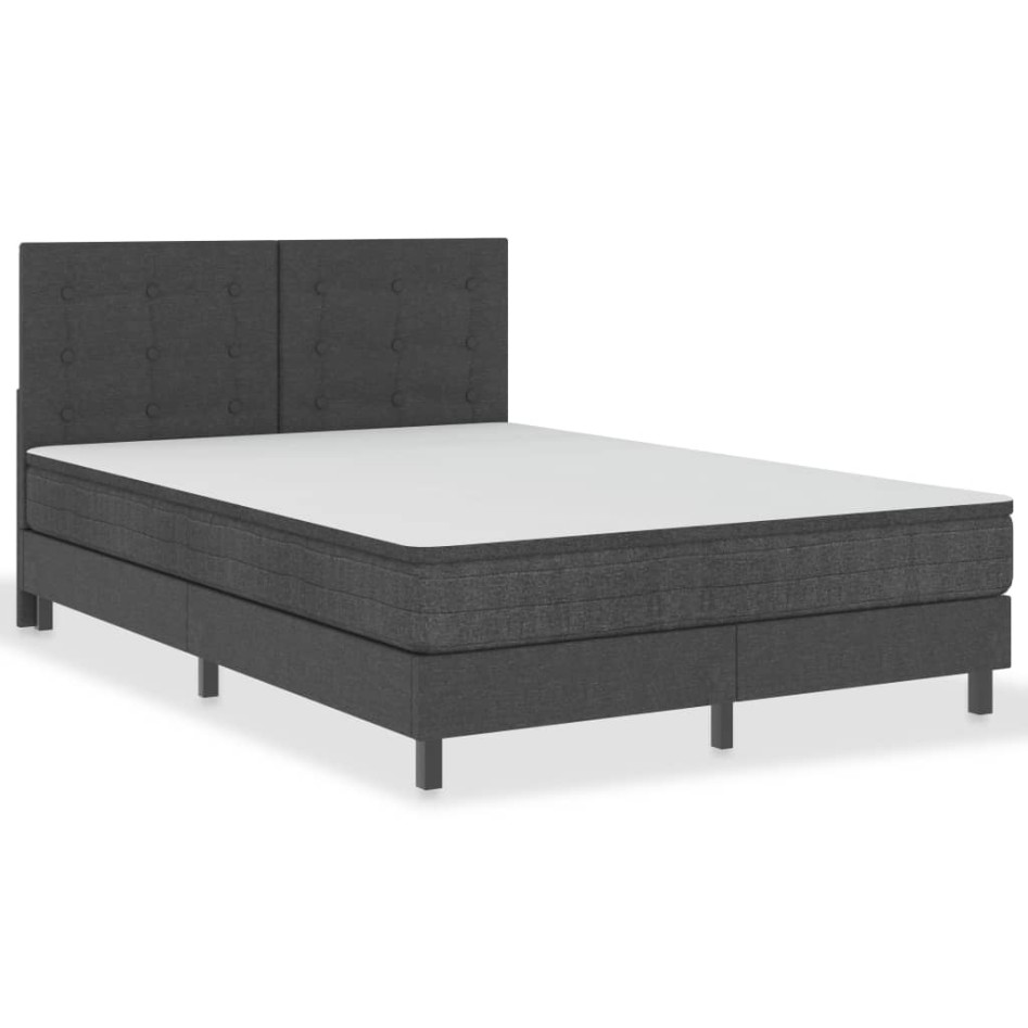 Cama box spring tela gris oscuro 140x200
