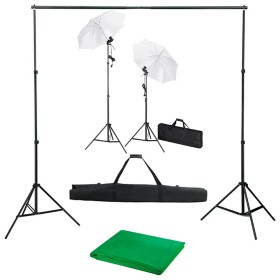 Kit estudio fotográfico con telón de fondo, lámparas y