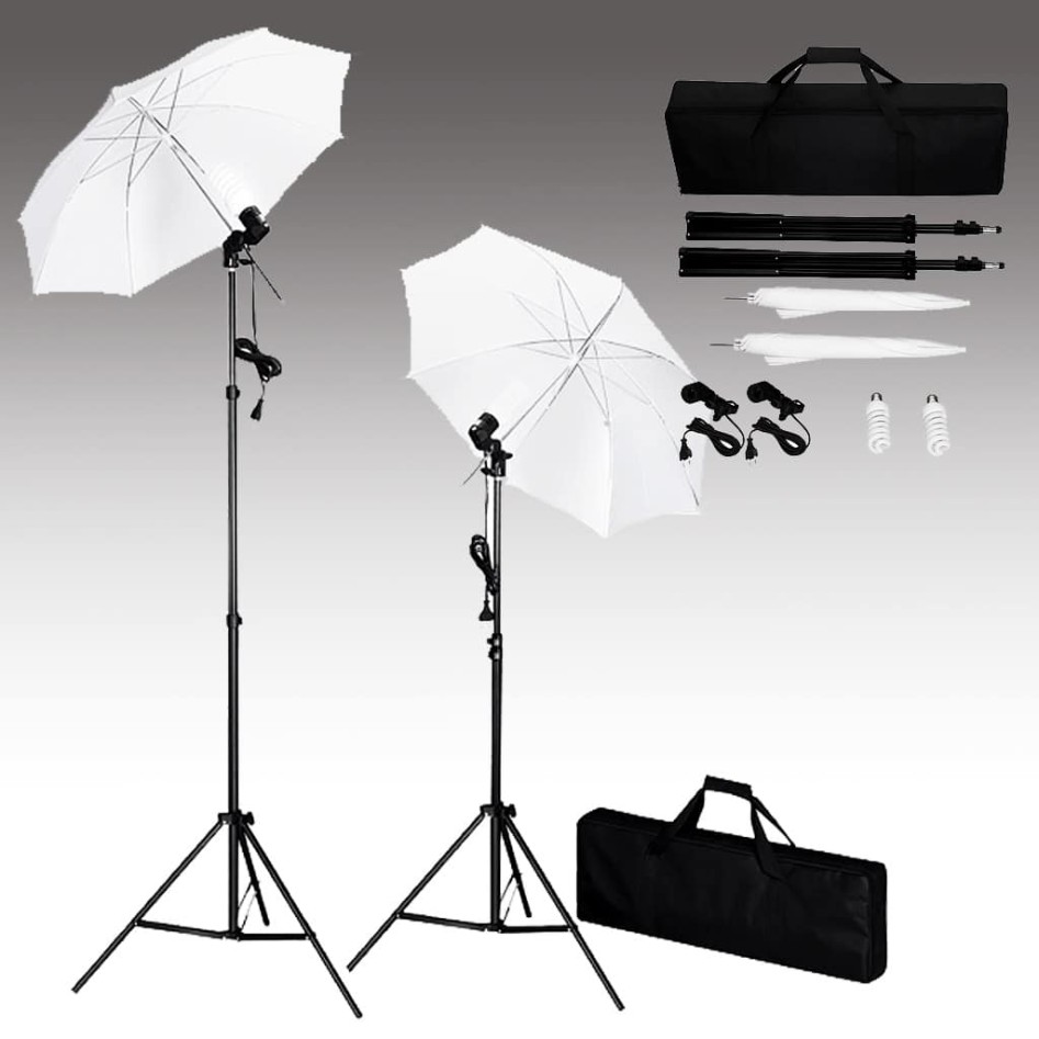 Kit estudio fotográfico con telón de fondo, lámparas y