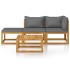 Muebles de jardín 4 pzas cojines crema madera maciza de