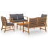 Muebles de jardín 5 pzas cojines madera maciza de
