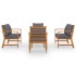 Muebles de jardín 5 pzas cojines madera maciza de