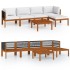 Muebles de jardín 6 pzas cojines crema madera maciza de