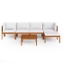 Muebles de jardín 6 pzas cojines crema madera maciza de