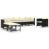 Set de muebles de jardín 8 pzas y cojines ratán sintético