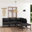 Set de muebles de jardín 5 pzas y cojines ratán sintético gris