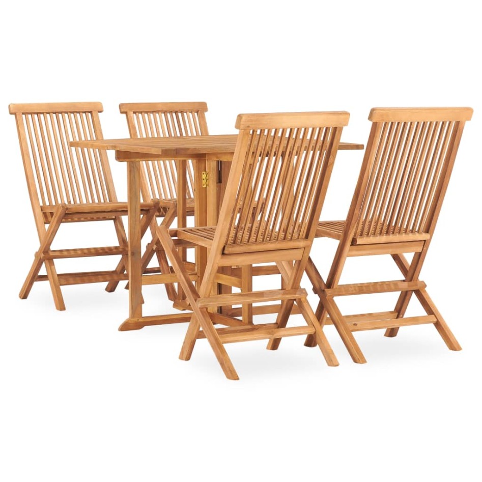 Set de comedor de jardín plegable 5 pzas madera maciza de