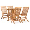 Set de comedor de jardín plegable 5 pzas madera maciza de teca