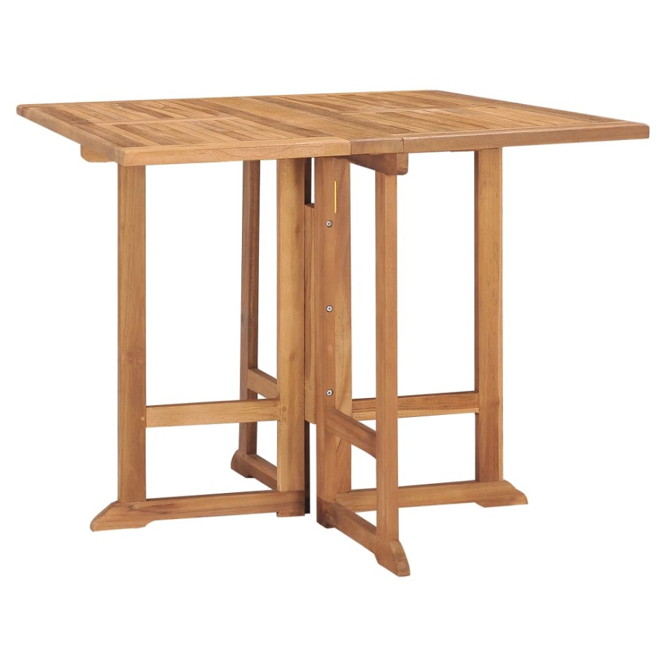 Set de comedor de jardín plegable 5 pzas madera maciza de