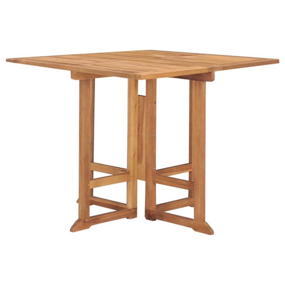 Set de comedor de jardín plegable 5 pzas madera maciza de