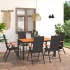 Juego de comedor para jardín 7 piezas negro y