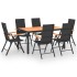 Juego de comedor para jardín 7 piezas negro y