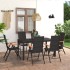 Juego de comedor para jardín 7 piezas negro y