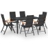 Juego de comedor para jardín 7 piezas negro y