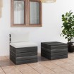 Muebles de jardín de palets 2 piezas cojines madera maciza pino