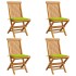 Sillas de jardín 4 uds con cojines verde brillante madera