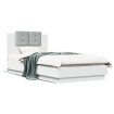 Estructura cama con cabecero madera ingeniería blanca 75x190 cm