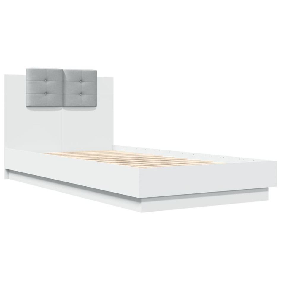 Estructura cama con cabecero madera ingeniería blanca 75x190