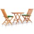 Set de bistró 3 pzas con cojines verdes madera maciza