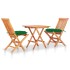 Set de bistró 3 piezas madera maciza teca con cojines