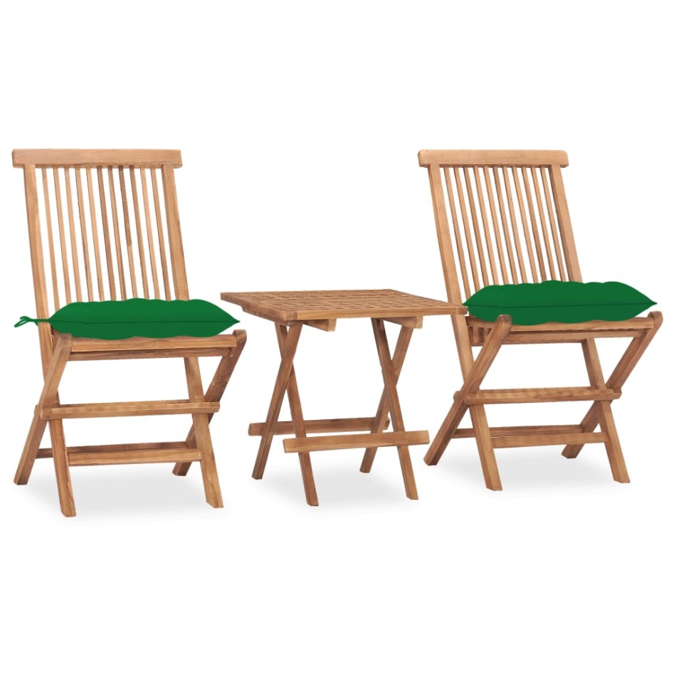 Set comedor de jardín plegable 3 piezas madera de teca