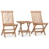 Set comedor de jardín plegable 3 piezas madera de teca