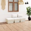Muebles de jardín de palets 3 pzas y cojines madera de abeto