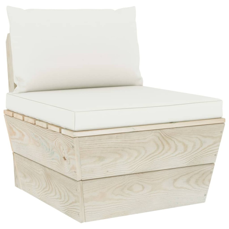 Muebles de jardín de palets 3 pzas y cojines madera de