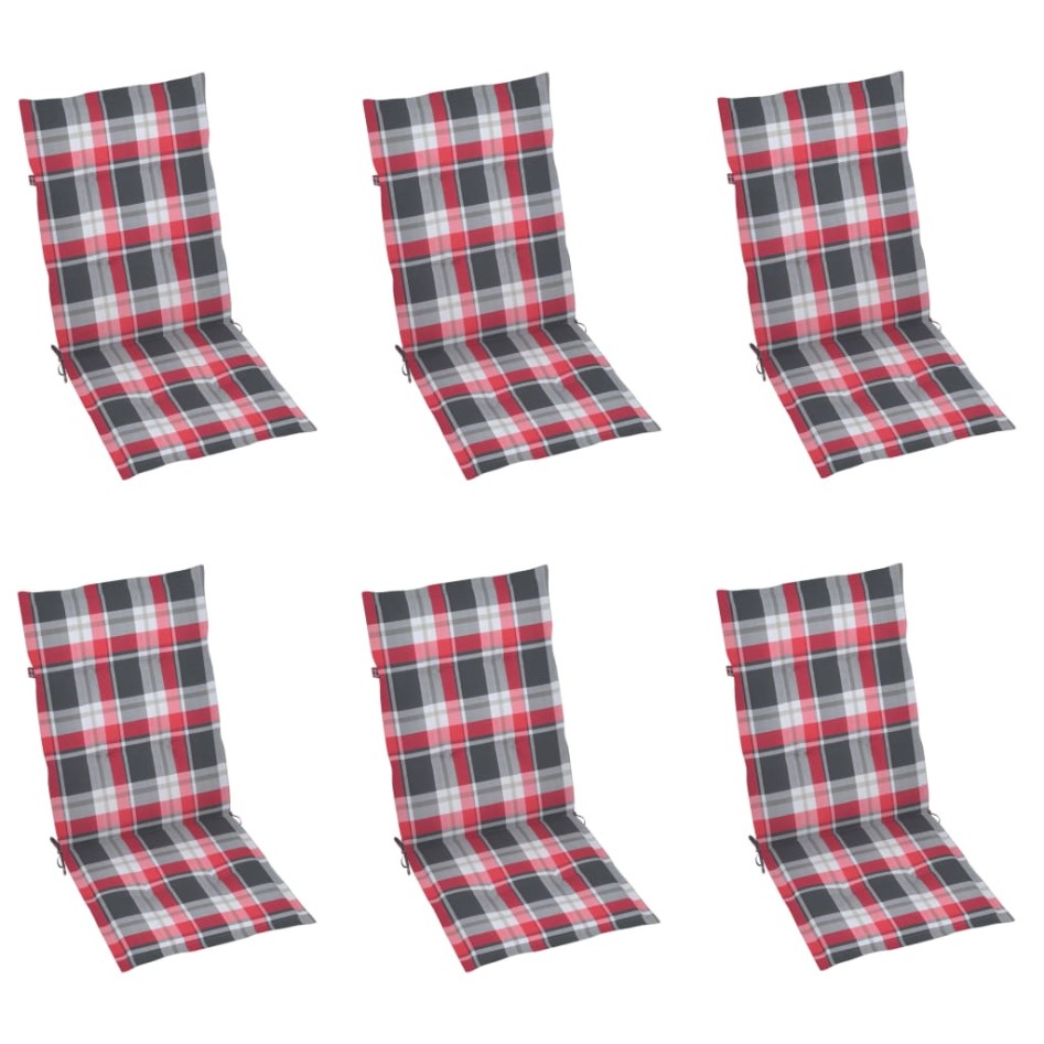 Sillas de jardín plegables 6 uds y cojines madera maciza